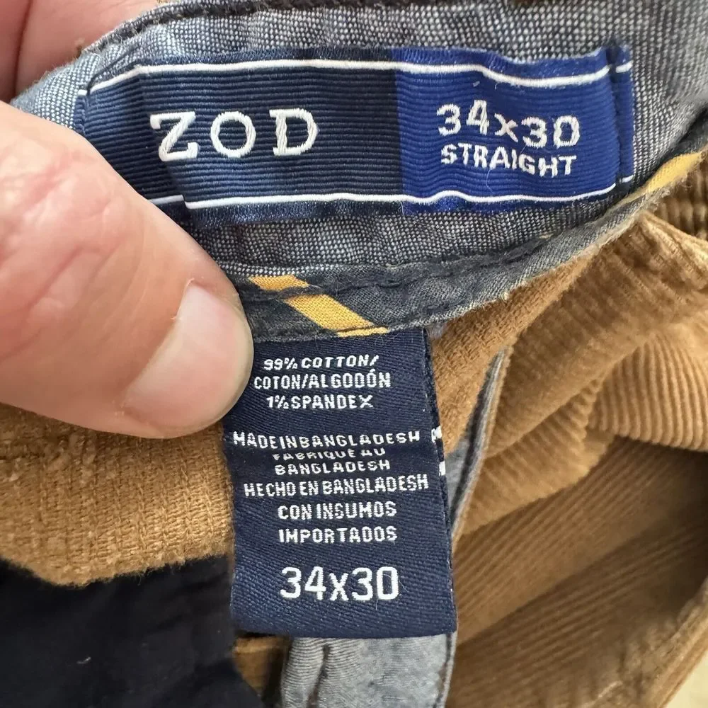 Izod‎ Corduroy Pants Mens 34x30 Brown Straight Leg Stretch Cotton Casual